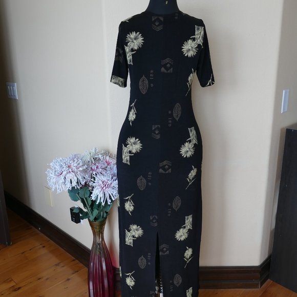 Es.Se Floral Black Maxi Dress- Size M - Picture 3 of 7